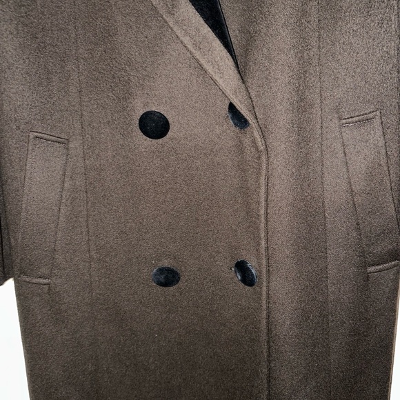 HOLLY DEB, BROWN, 100% WOOL, MEN’S DOUBLE-BREASTED DESIGNER OVERCOAT     Size: L - Picture 9 of 11